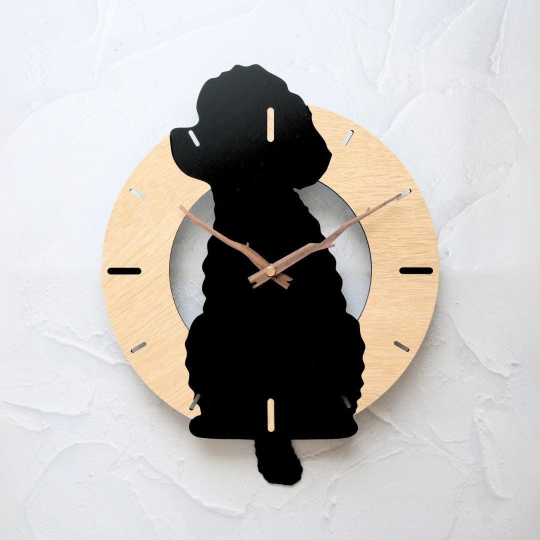 ふりふりわんこ時計_トイプードル(ブラック)