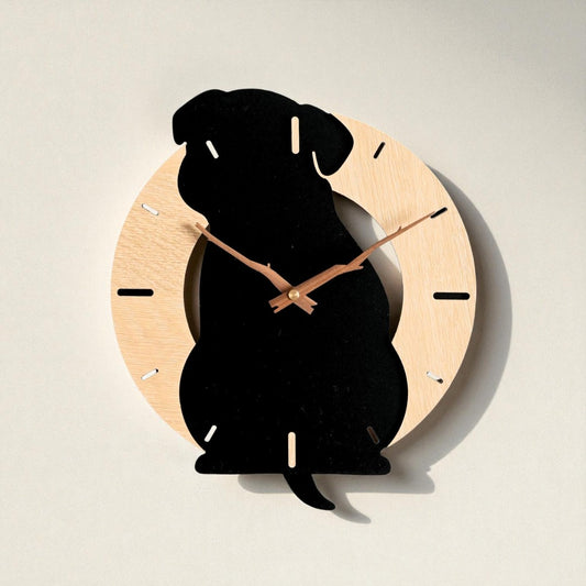 ふりふりわんこ時計_パグ(ブラック)