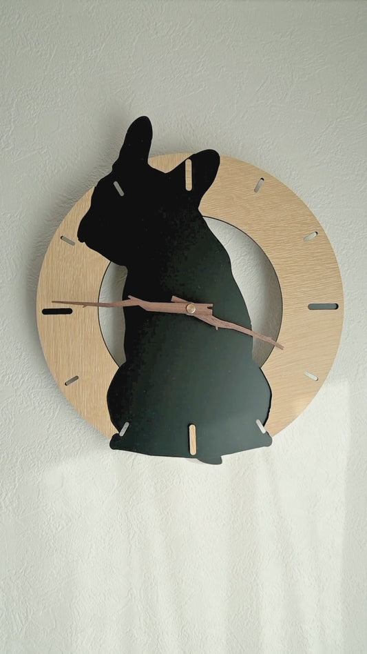 ふりふりわんこ時計_フレンチブルドッグ