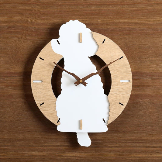 ふりふりわんこ時計_トイプードル (ホワイト)